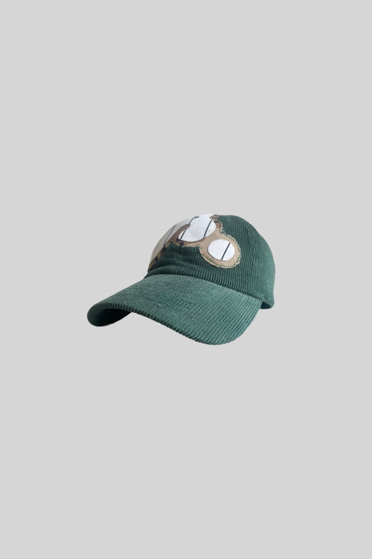 Cappellino in velluto a costine "A" con logo (verde)