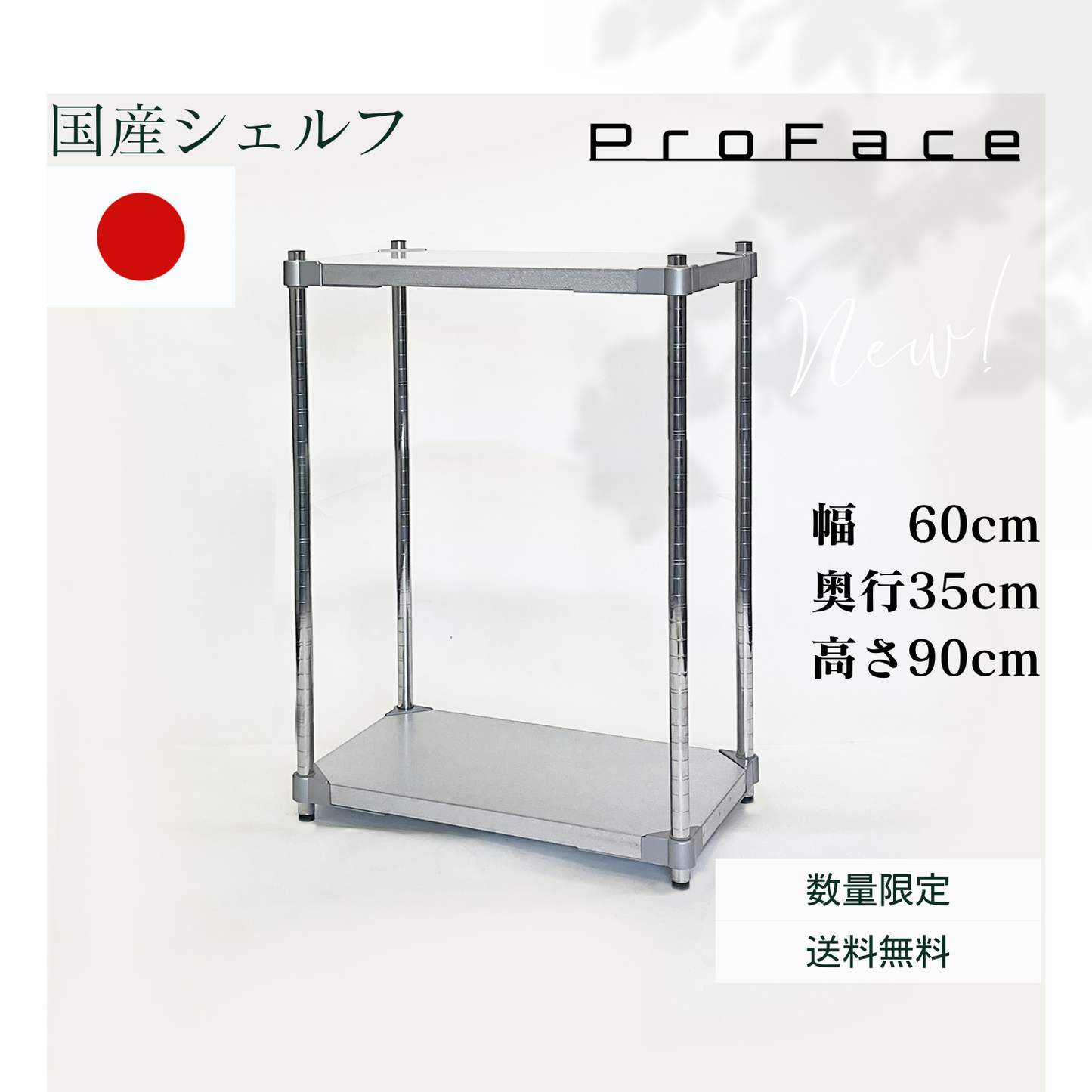 PROFACE Scaffale Galvanizzato a 2 livelli Profondità 35 cm Prodotto a Tsubame-Sanjo