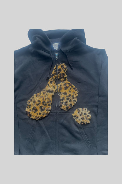 FELPA CON CAPPUCCIO E ZIP "A" (LEOPARD)