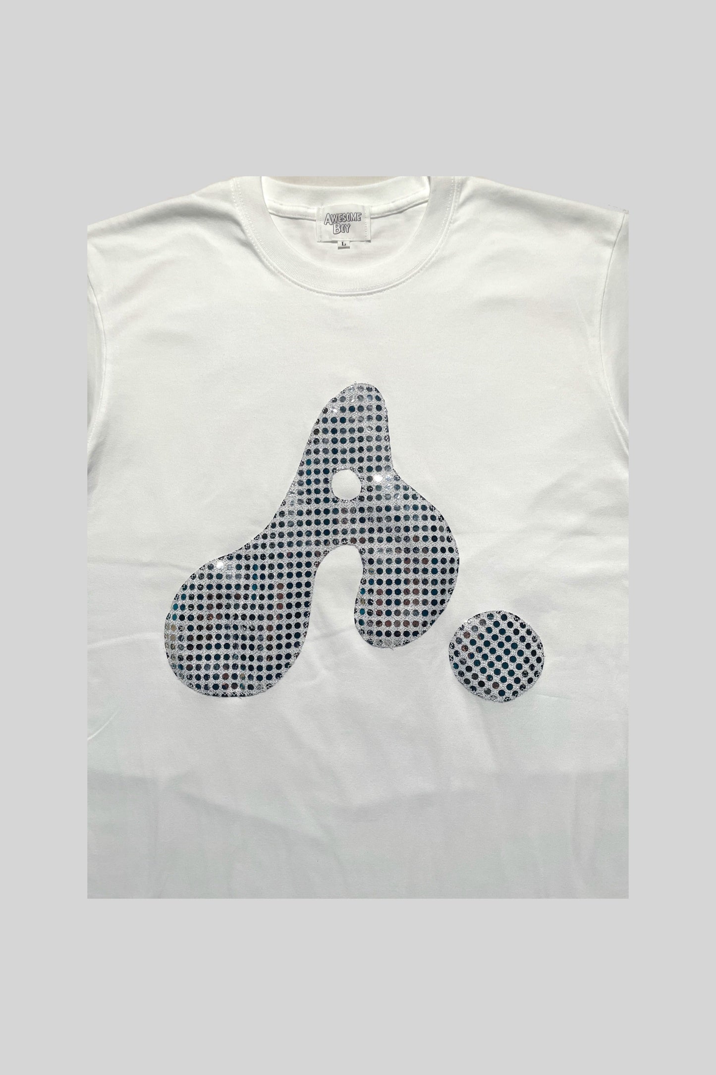 T-SHIRT CON LOGO "A" (PAILLETTES ARGENTATE)