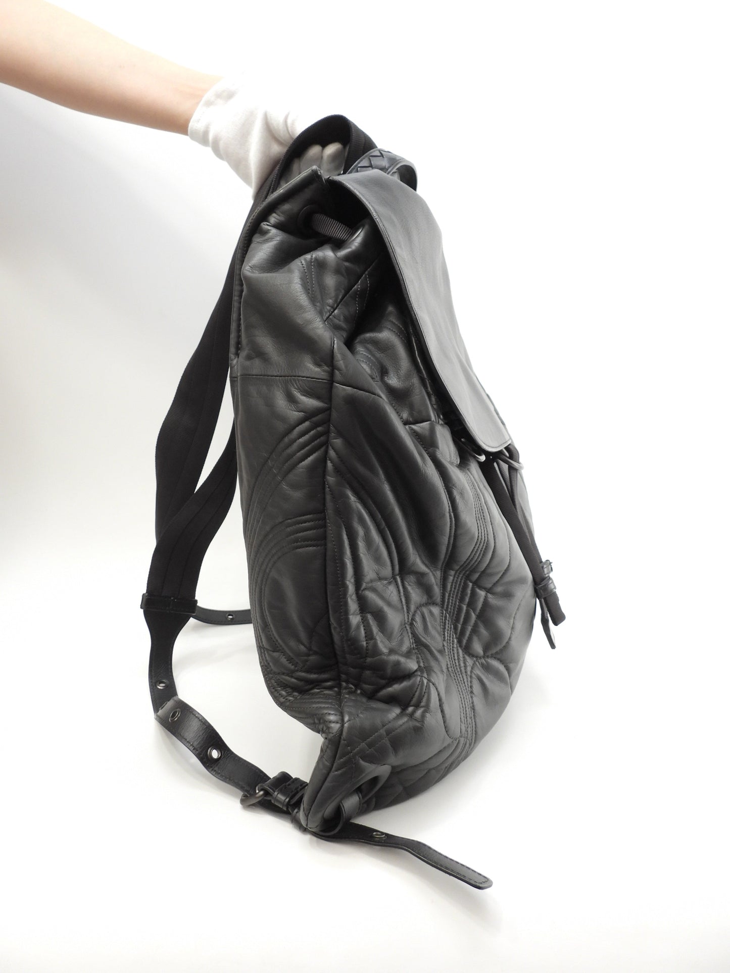 Bottega Veneta Zaino in pelle di agnello grigio Rucksack Borsa a mano@B05308902Z
