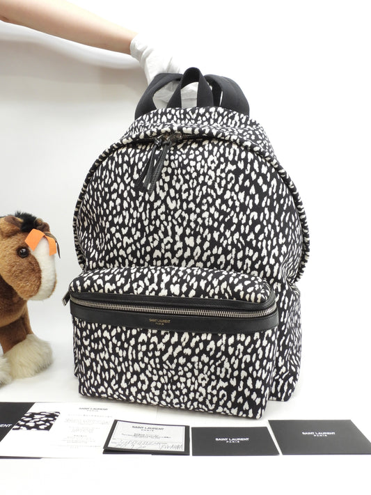 サンローラン バックパック シティ デニム黒白 リュックサック ベイビーキャット 美品@ 7