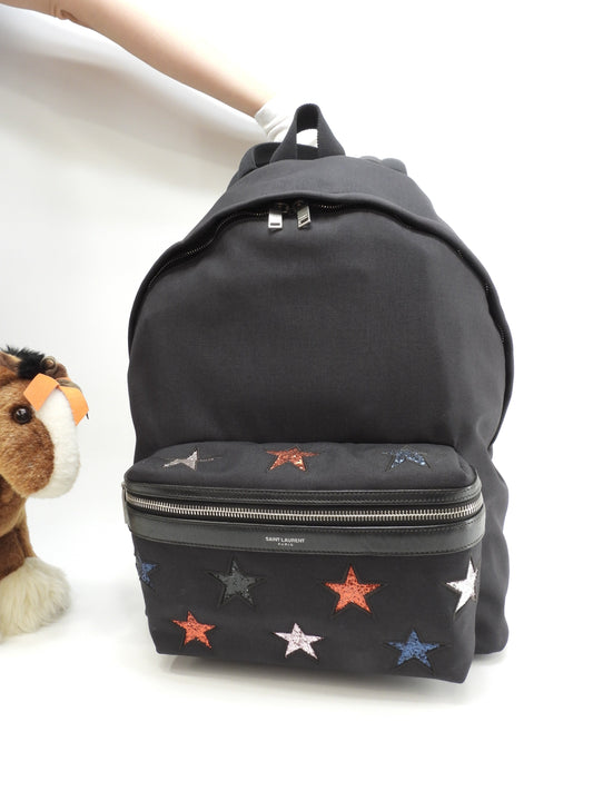 サンローラン バックパック スター ナイロン革黒 リュックサックバッグ 美品@ 3