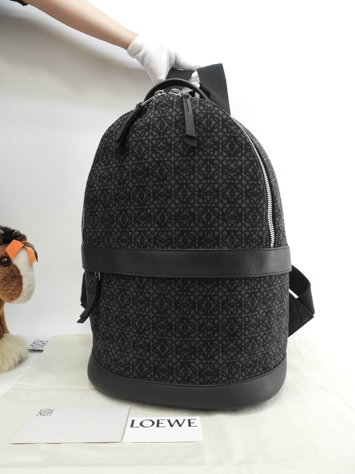 LOEWE Zaino Anagram Jacquard Nero Grigio ZAINO UOMO Ottime Condizioni@822138